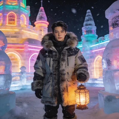 Участник фестиваля ледяных фонарей — AI промт для Seedream 4.5