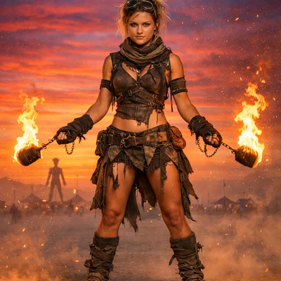 Укротитель огня на фестивале Burning Man — AI промт для GPT Image 1.5