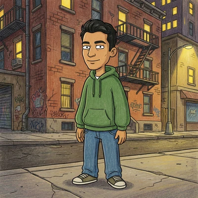 Уличный стиль в духе мультфильма «Эй, Арнольд!» — AI промт для Nano Banana Pro