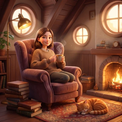 Уютная книжная иллюстрация — AI промт для Nano Banana Pro