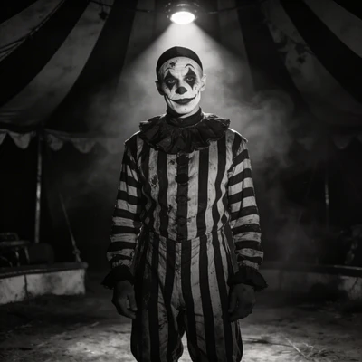 Ужас старого цирка: Клоун-мим — AI промт для Seedream 4.5