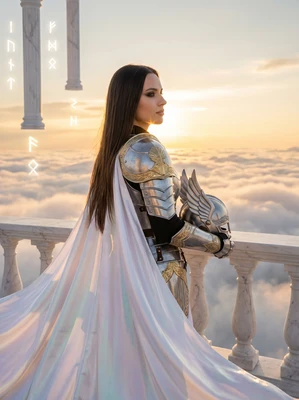 Валькирия в небесном дворце — AI промт для Nano Banana Pro