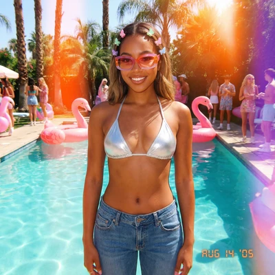 Вечеринка у бассейна в стиле 2000-х — AI промт для Nano Banana Pro