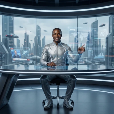 Ведущий футуристических новостей — AI промт для Nano Banana Pro