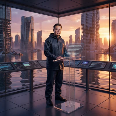 Ведущий вечерних новостей в затопленном мире — AI промт для Nano Banana Pro