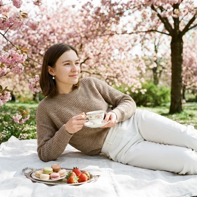 Весенний Шик: Пикник в Саду — AI промт для Nano Banana Pro