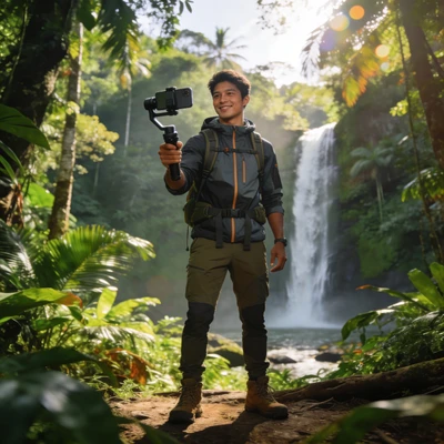 Видеоблогер-путешественник в джунглях — AI промт для Seedream 4.5