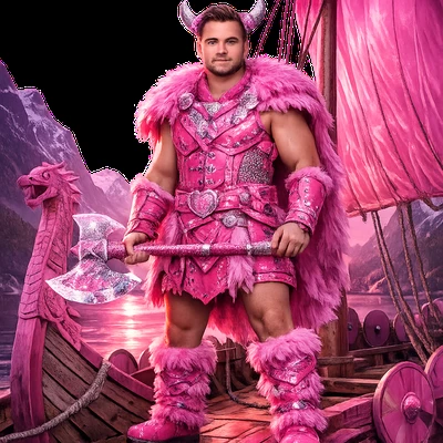 Викинги в эстетике «Barbiecore» — AI промт для GPT Image 1.5