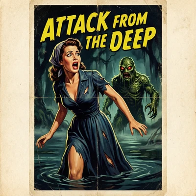 Винтажный постер ужасов 50-х — AI промт для Nano Banana Pro