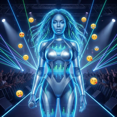 Виртуальный айдол на сцене — AI промт для Nano Banana Pro