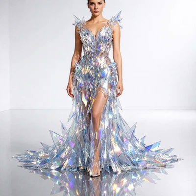 Высокая мода: Стеклянная скульптура — AI промт для GPT Image 1.5