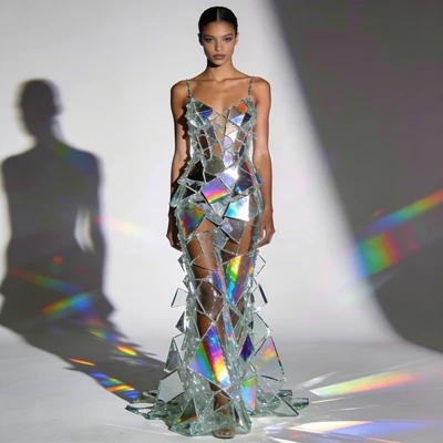 Высокая мода: Стеклянное платье — AI промт для Seedream 4.5