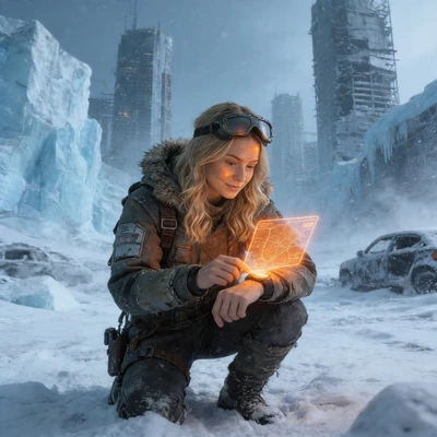 Выжившая в ледяном мире — AI промт для Seedream 4.5