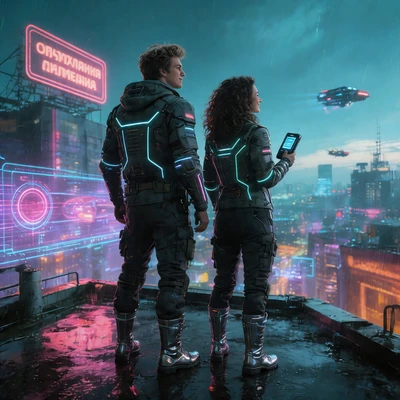 Выжившие в неоновом городе — AI промт для Seedream 4.5