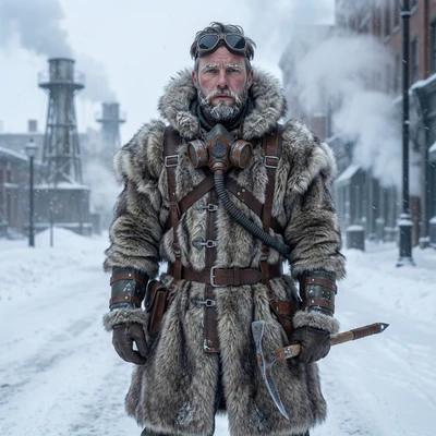 Выживший в ледяном апокалипсисе — AI промт для Nano Banana Pro