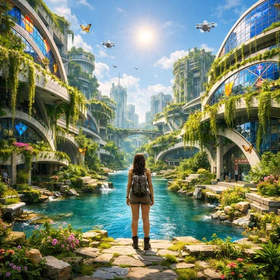 Забытый город в стиле Соларпанк — AI промт для GPT Image 1.5