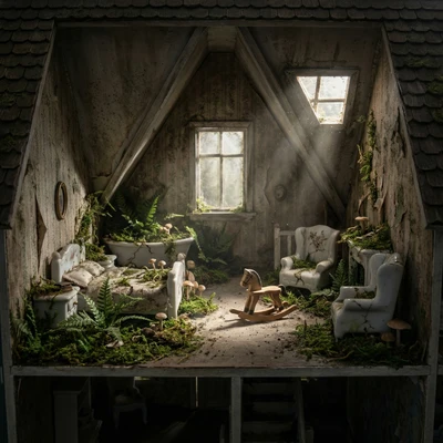 Забытый викторианский кукольный домик — AI промт для Nano Banana Pro