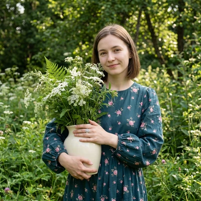 Заклинательница полевых цветов — AI промт для Nano Banana Pro