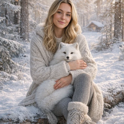 Заклинательница снежных лисиц — AI промт для GPT Image 1.5