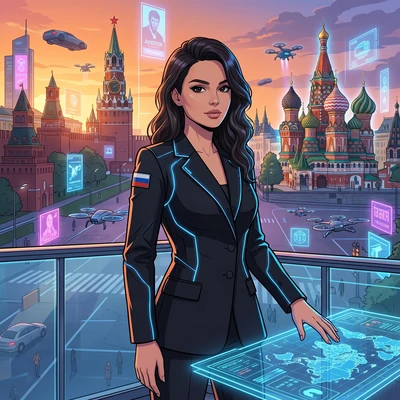 Защитница Техно-России: Аниме Арт — AI промт для Nano Banana Pro