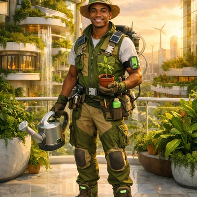 Зеленый панк: Соларпанк-садовник — AI промт для GPT Image 1.5