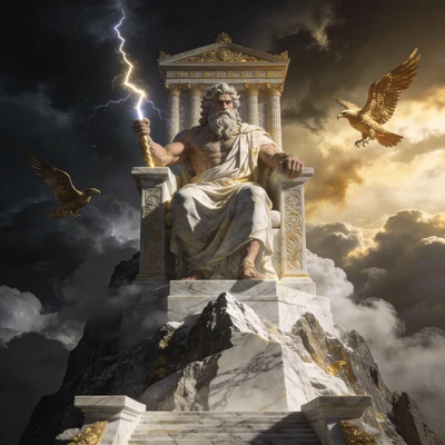 Зевс-громовержец на троне Олимпа — AI промт для Seedream 4.5