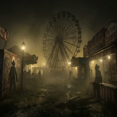 Зловещий карнавал в тумане — AI промт для Nano Banana Pro