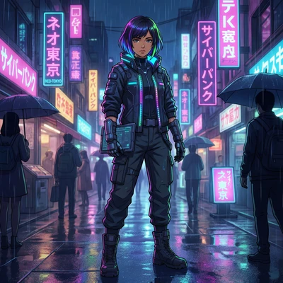 Звезда киберпанка в стиле аниме — AI промт для Nano Banana Pro