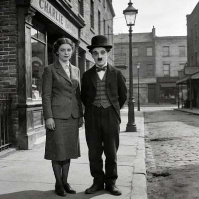 Звезда немого кино с Чарли Чаплином — AI промт для Seedream 4.5