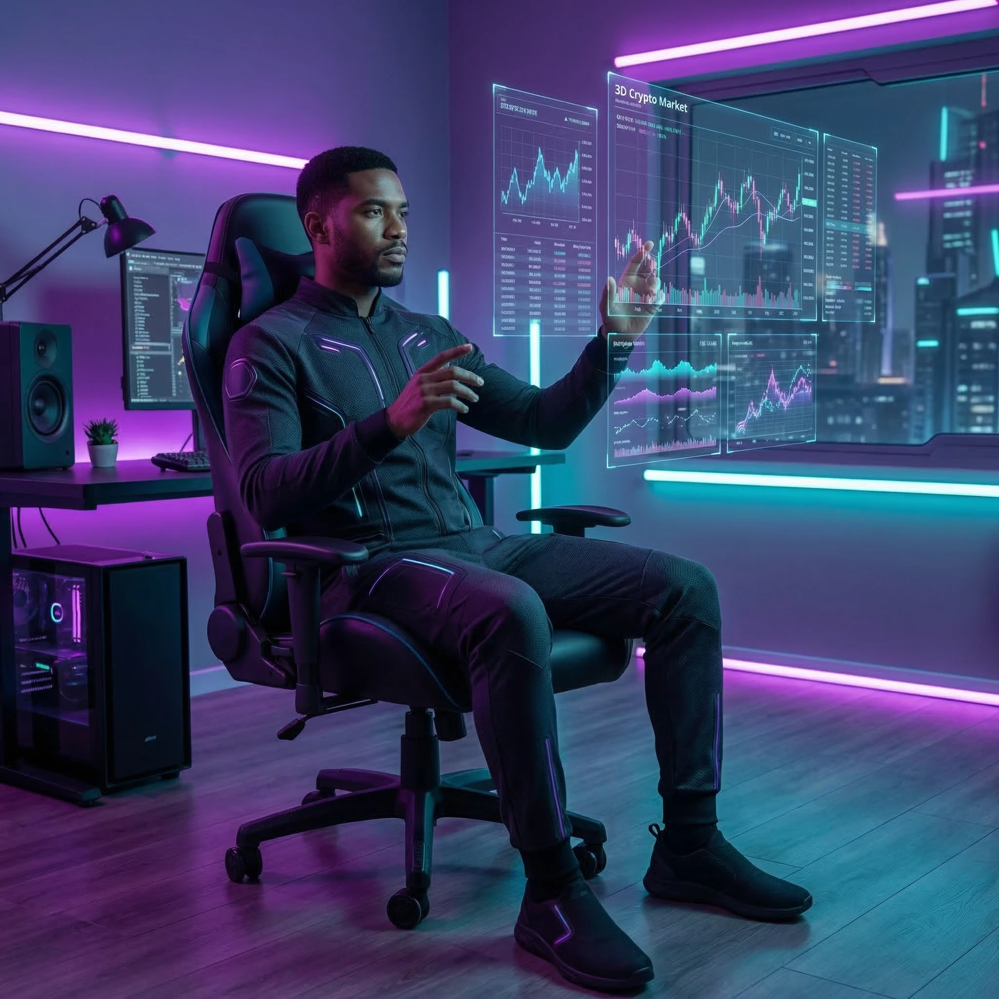 Трансляция крипто-трейдера будущего — Nano Banana Pro промт