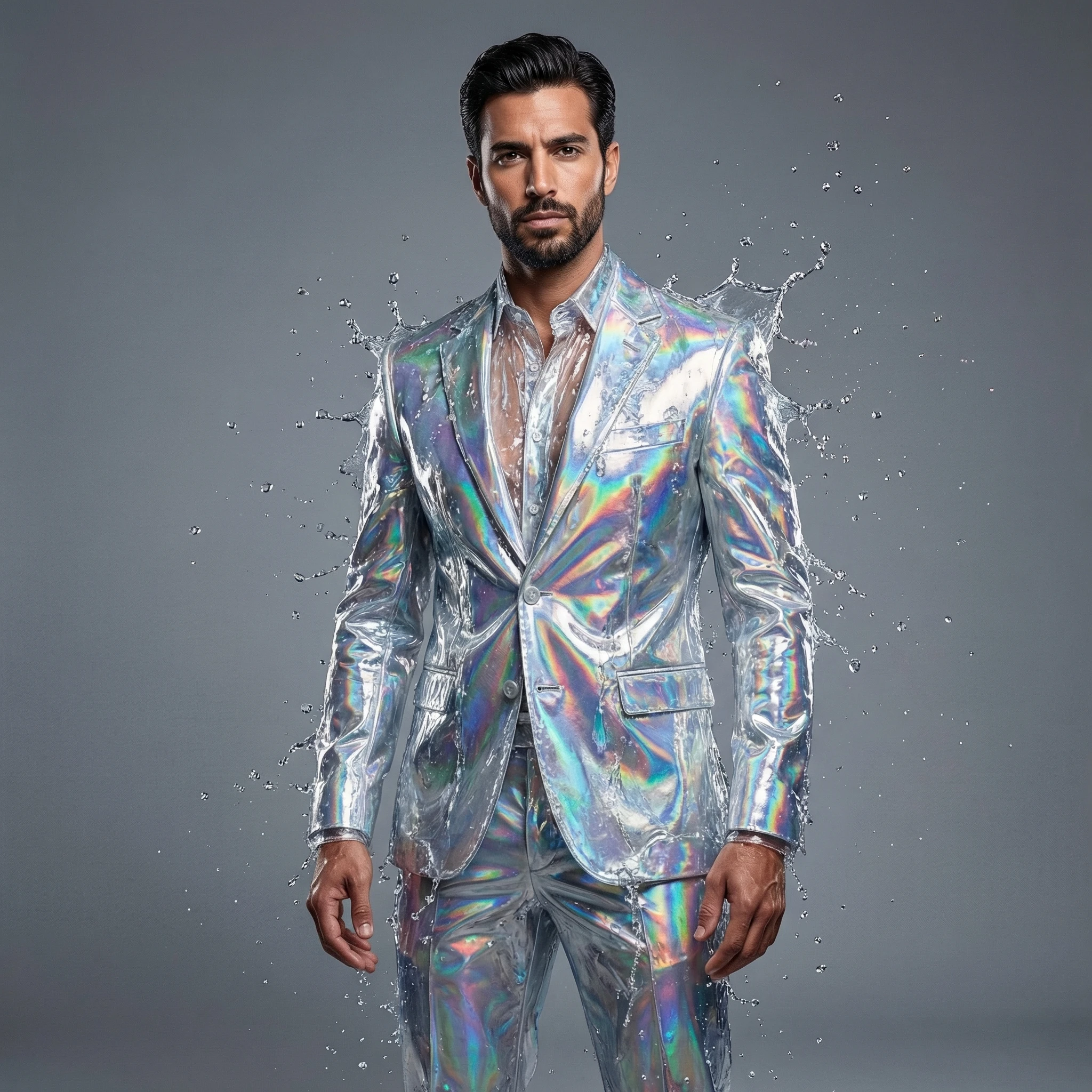 Тренд: Одежда из голографической воды — Nano Banana Pro промт