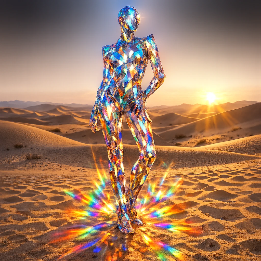 Тренд: Стеклянная скульптура в пустыне — GPT Image 1.5 промт