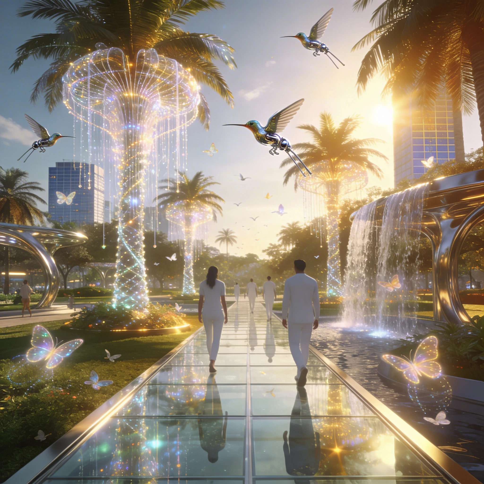 Тропический кибер-парк будущего — Seedream 4.5 промт