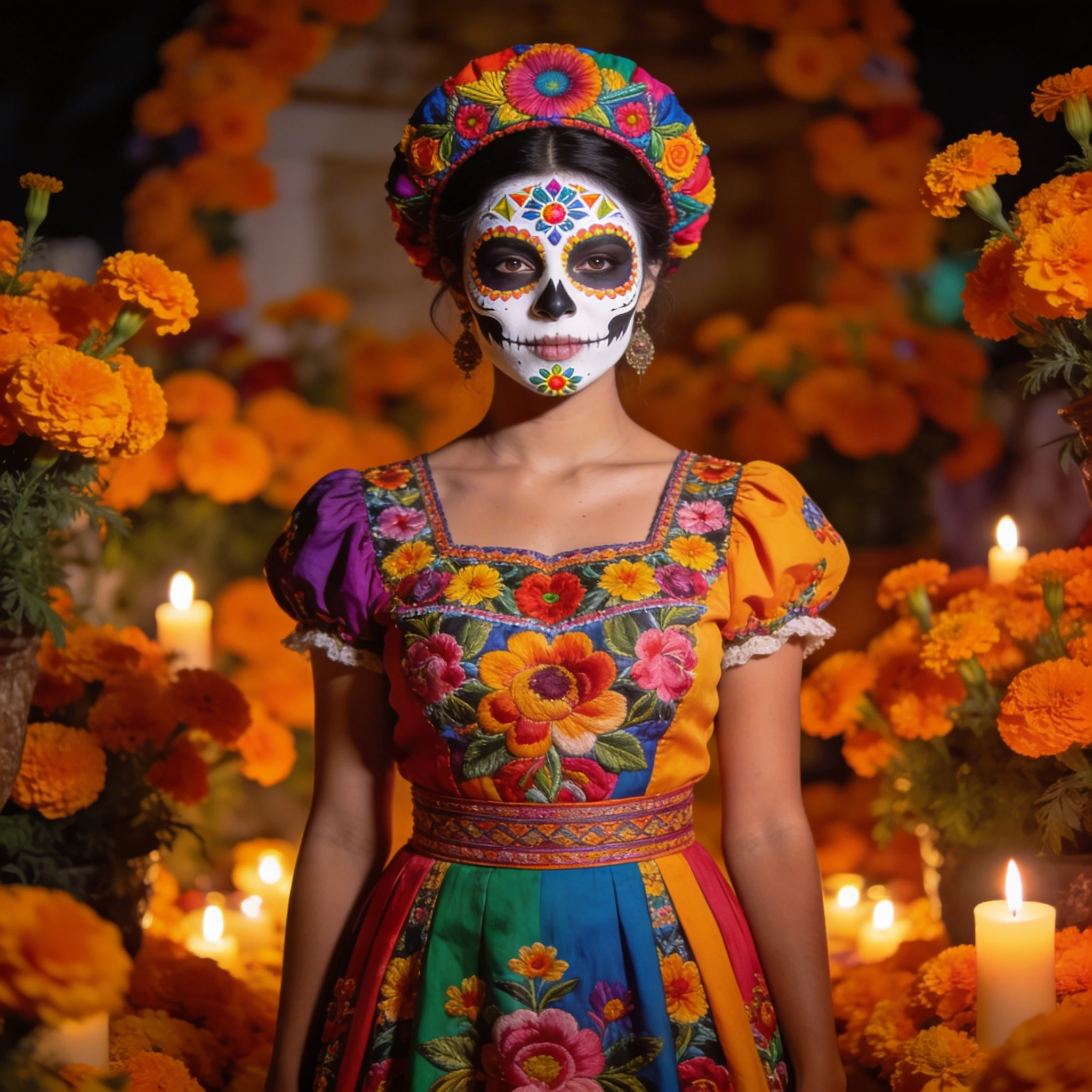 Участник мексиканского Дня Мертвых — Seedream 4.5 промт