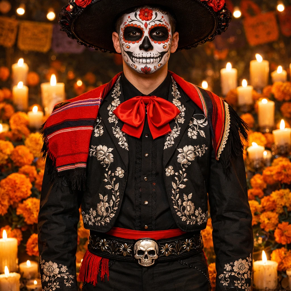 Участник мексиканского Дня Мёртвых — GPT Image 1.5 промт
