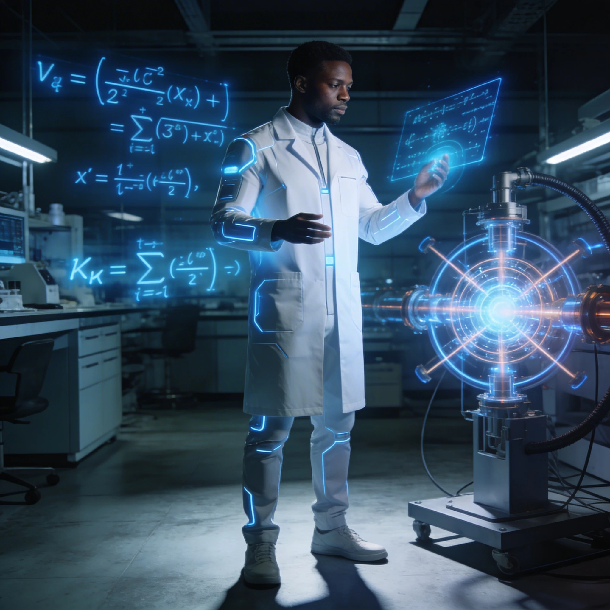 Ученый в лаборатории будущего — Seedream 4.5 промт