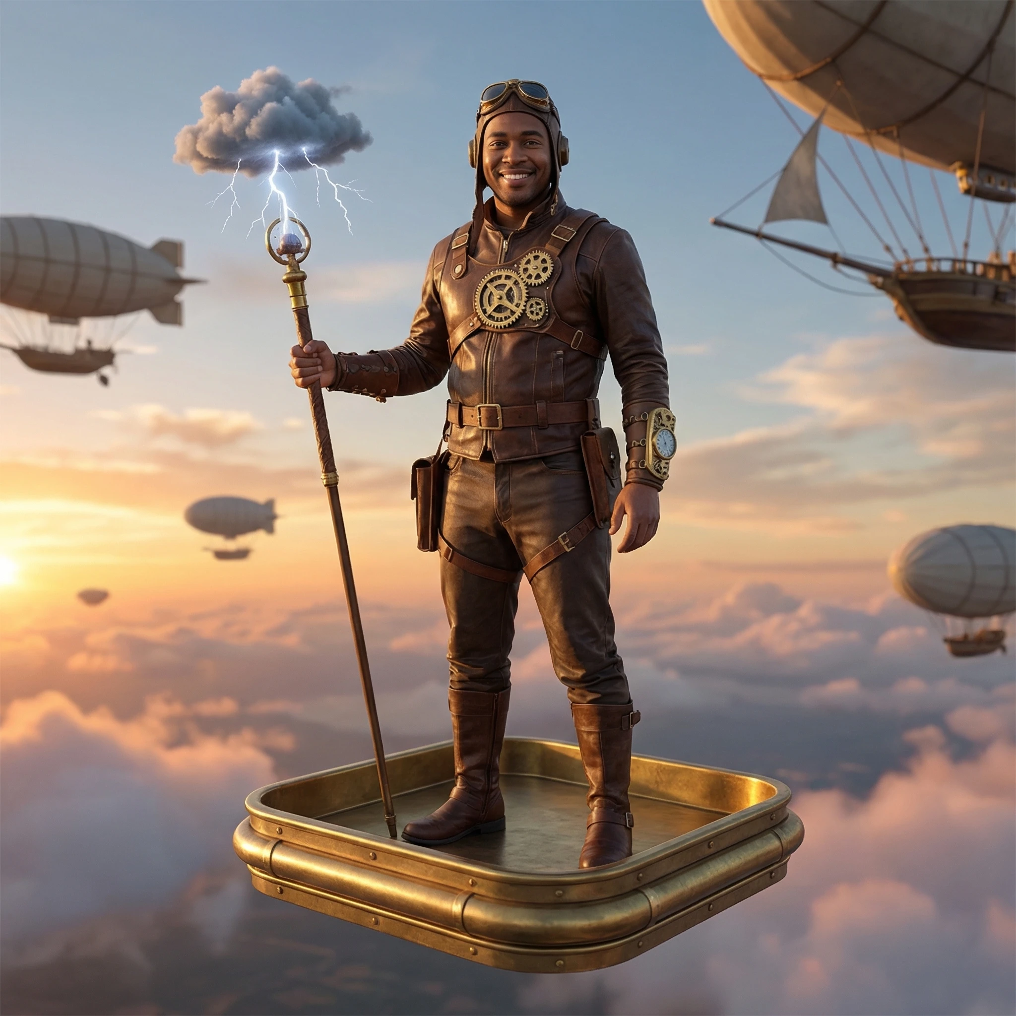 Укротитель облаков в стиле «Стимбанк-Фэнтези» — Nano Banana Pro промт