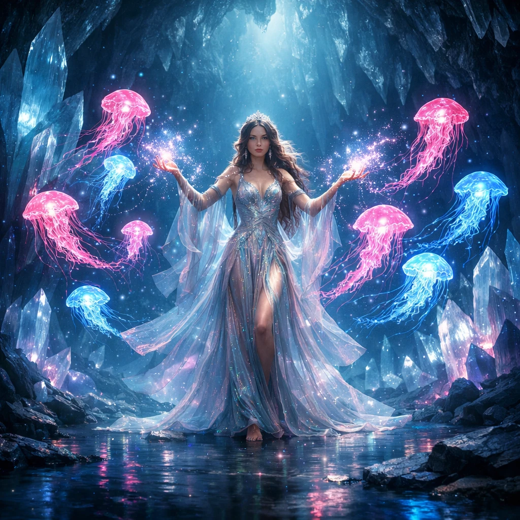 Укротительница светящихся медуз — GPT Image 1.5 промт