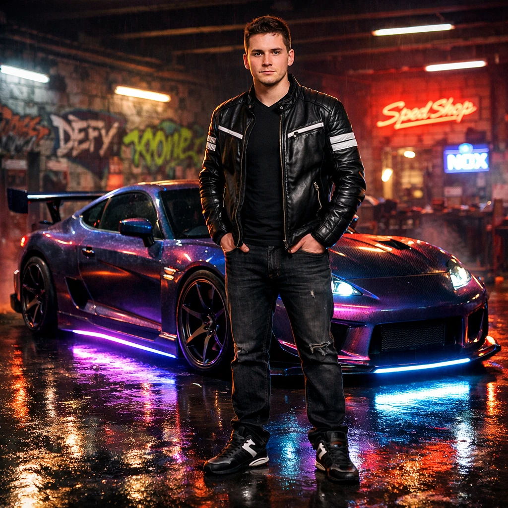 Уличный гонщик Need for Speed — GPT Image 1.5 промт