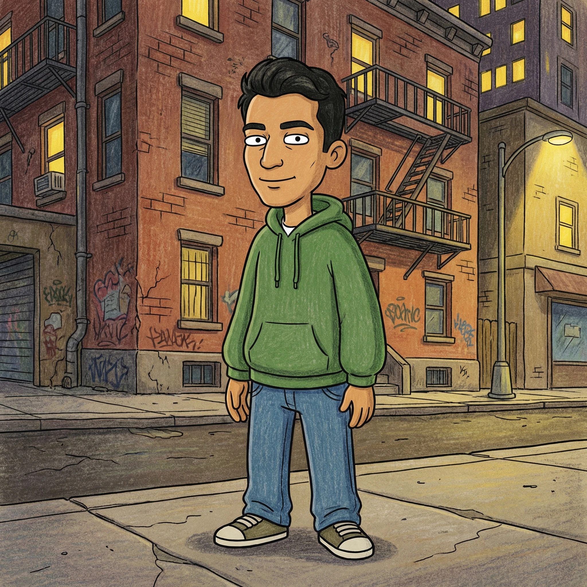 Уличный стиль в духе мультфильма «Эй, Арнольд!» — Nano Banana Pro промт