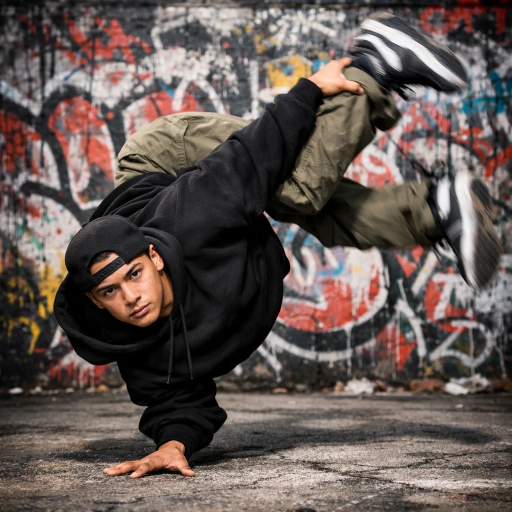 Уличный танцор в стиле брейк-данс — GPT Image 1.5 промт
