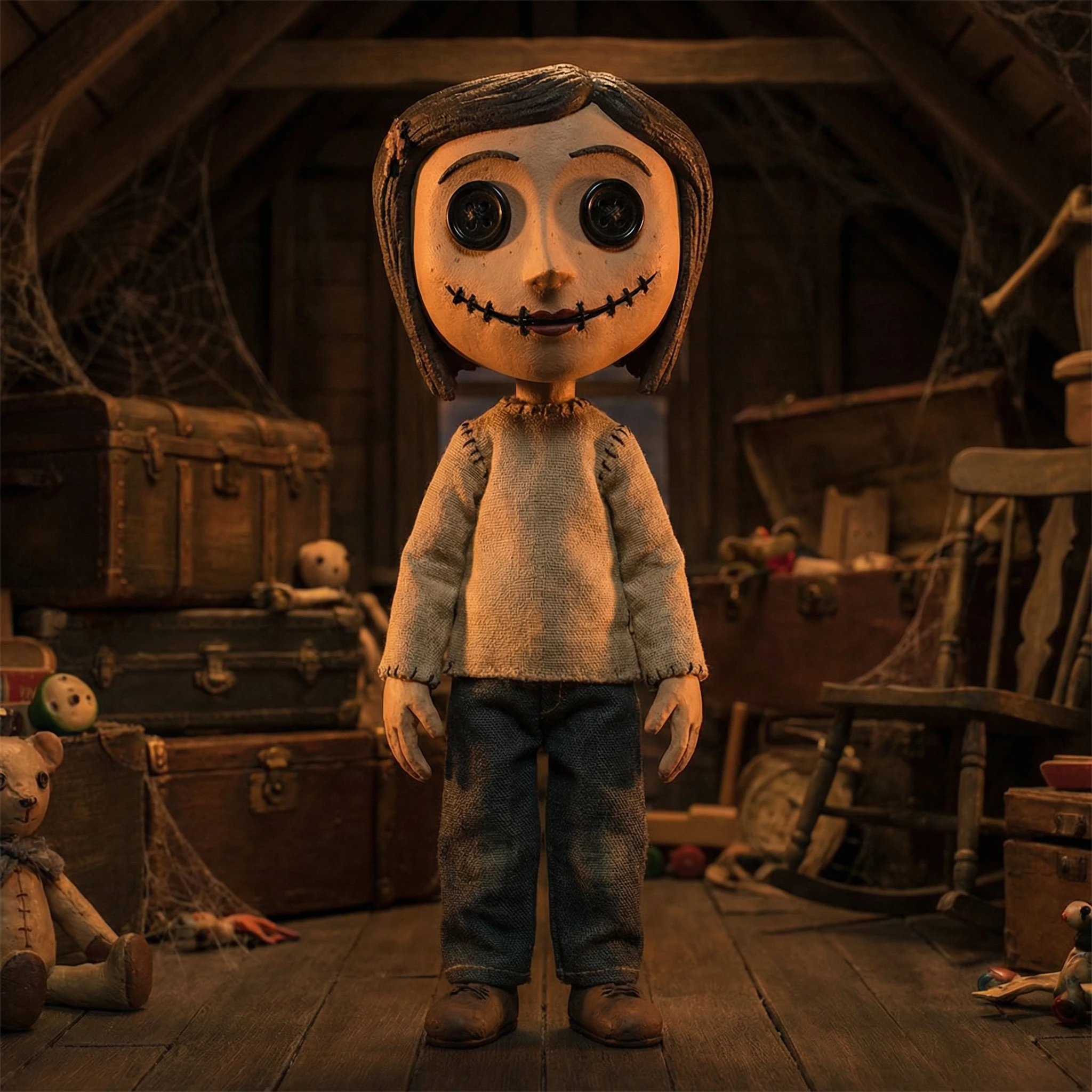 Ужас в стиле «Коралины в стране кошмаров» — Nano Banana Pro промт