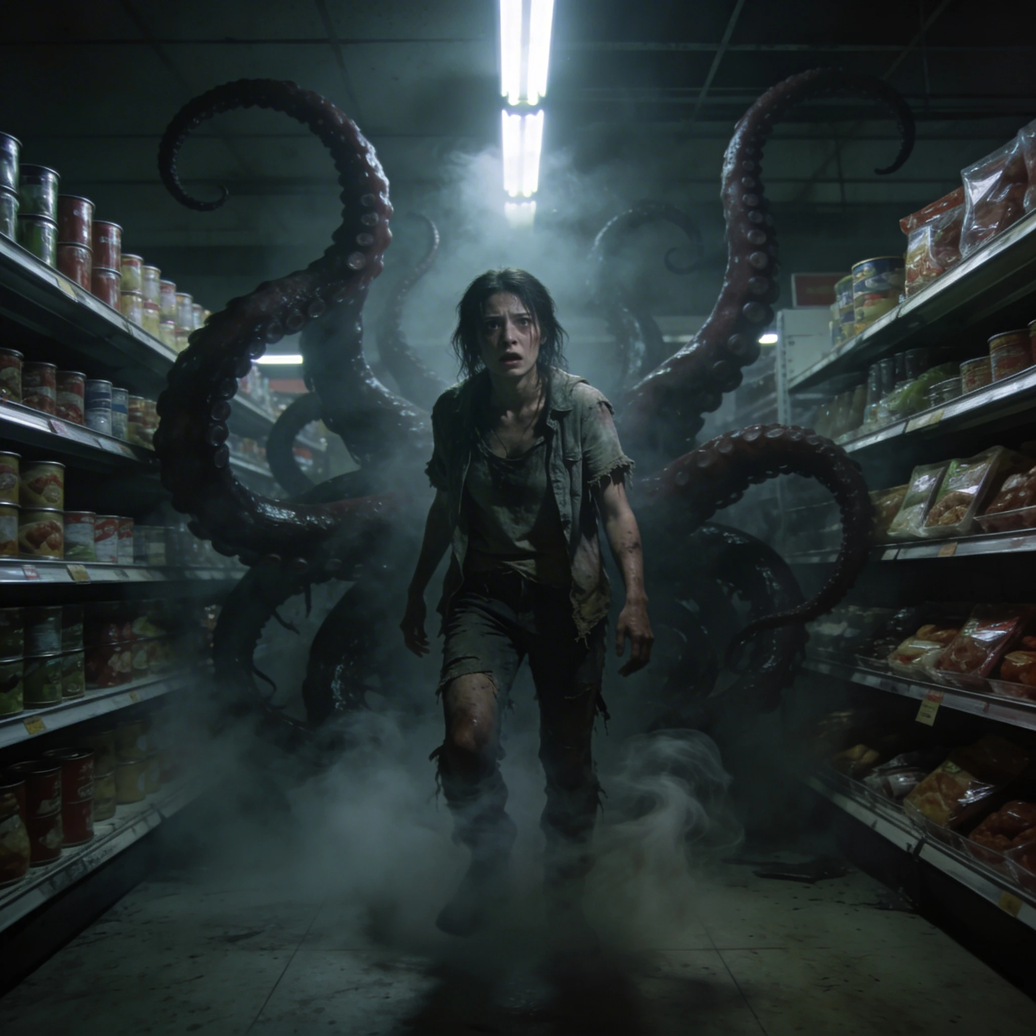 Ужас в стиле «Мглы» Стивена Кинга — Seedream 4.5 промт