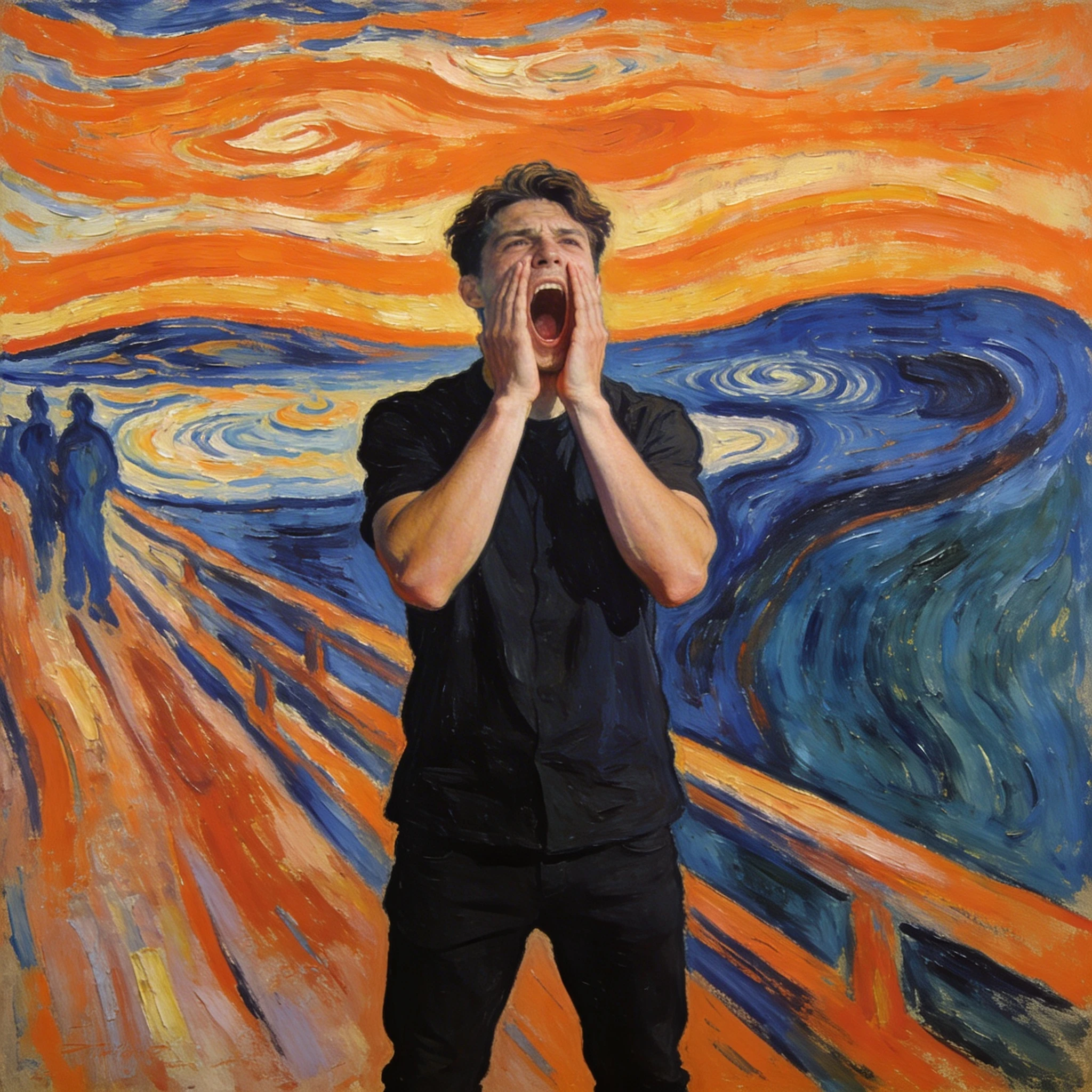 В стиле картины «Крик» Мунка — Seedream 4.5 промт