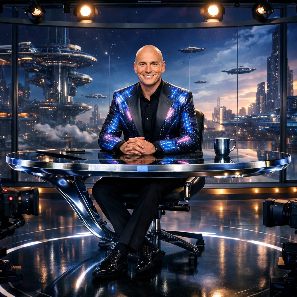 Ведущий футуристического ток-шоу — GPT Image 1.5 промт