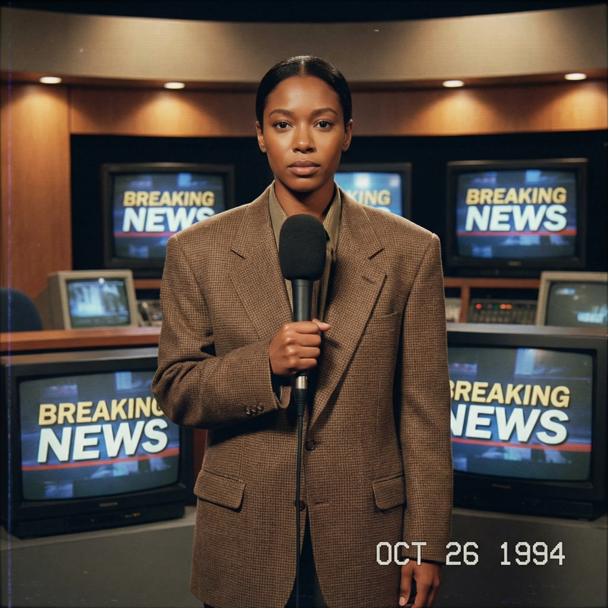 Ведущий криминальных новостей 90-х — Nano Banana Pro промт