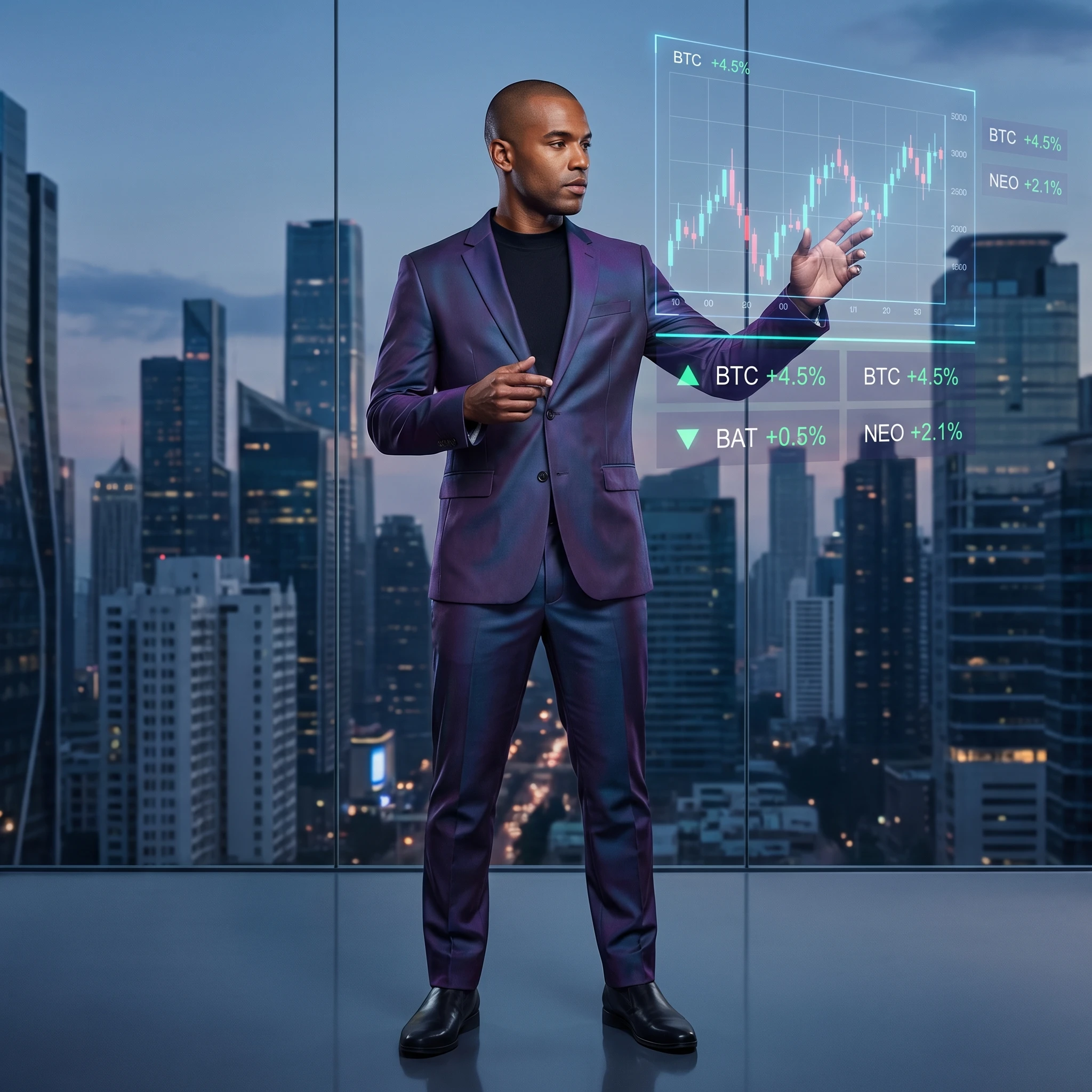 Ведущий крипто-новостей 2050 — Nano Banana Pro промт