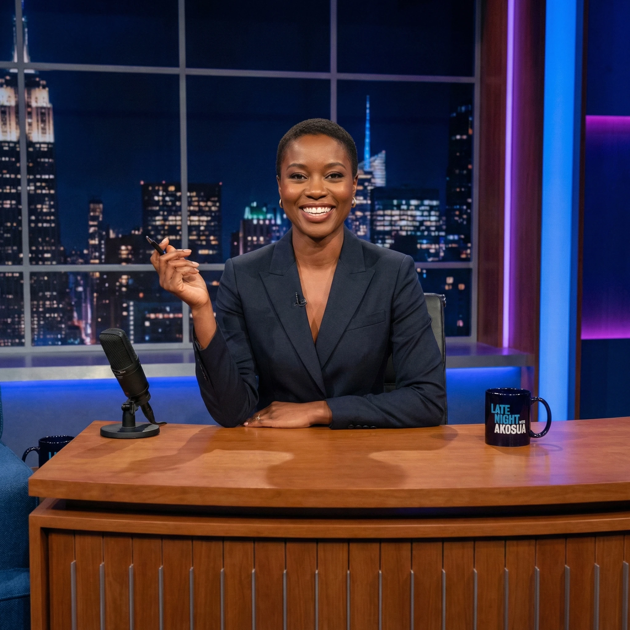 Ведущий вечернего шоу на ТВ — Nano Banana Pro промт