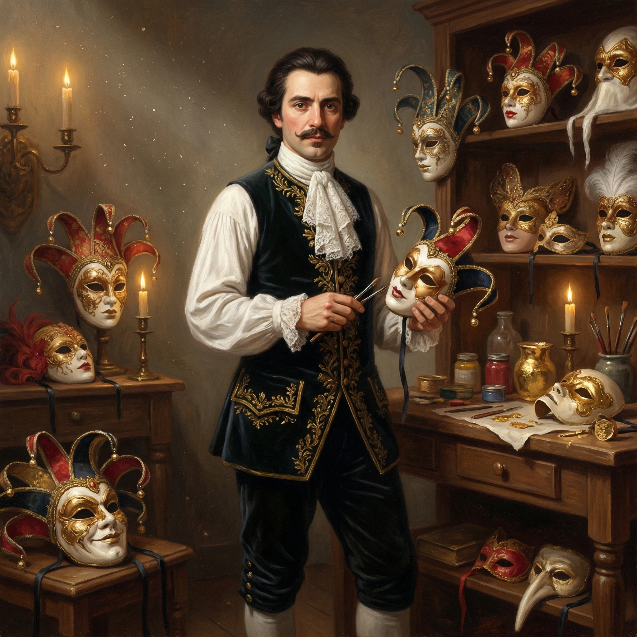 Венецианский торговец масками — Nano Banana Pro промт
