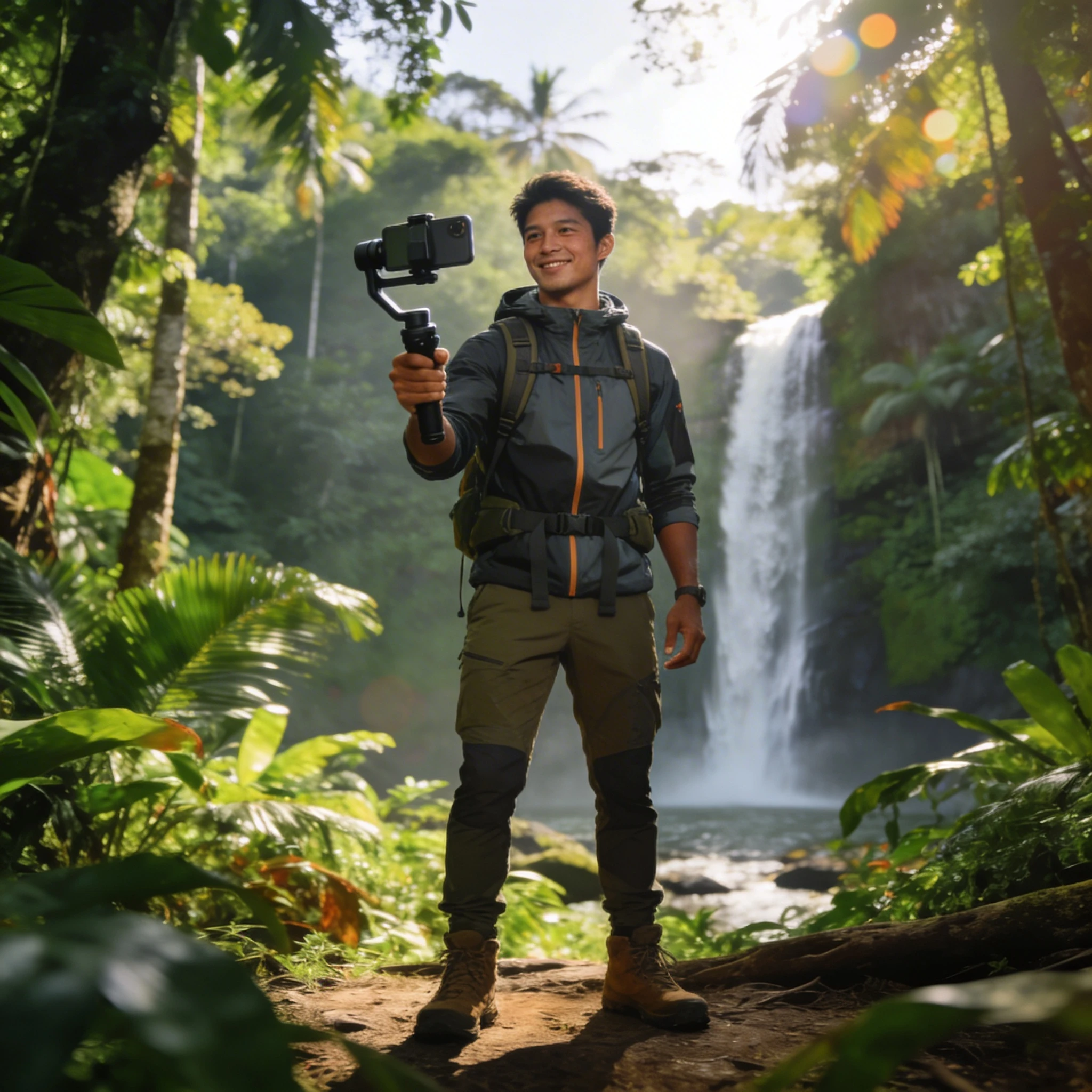 Видеоблогер-путешественник в джунглях — Seedream 4.5 промт